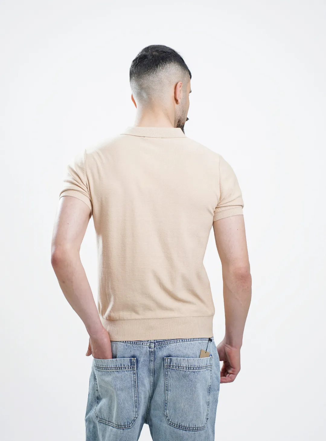 Polo slim col zippé stretch